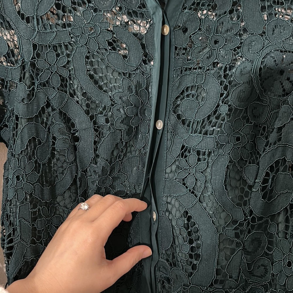 Nanette Lepore Teal Lace Shirt Dress - Picture 11 of 12
